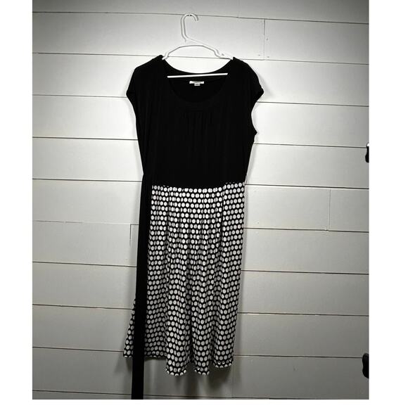 Talbots Black White Polka Belted Midi Dress Size 12 - Picture 1 of 9